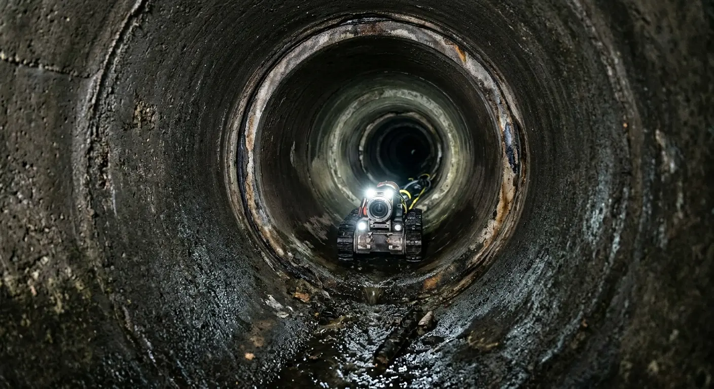 Robotic sewer camera inspecting pipe interior for Sewer Line Repair in Sappington
